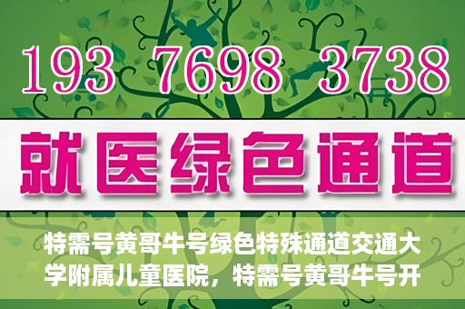 特需号黄哥牛号绿色特殊通道交通大学附属儿童医院，特需号黄哥牛号开启绿色特殊通道，交通大学附属儿童医院守护儿童健康之路