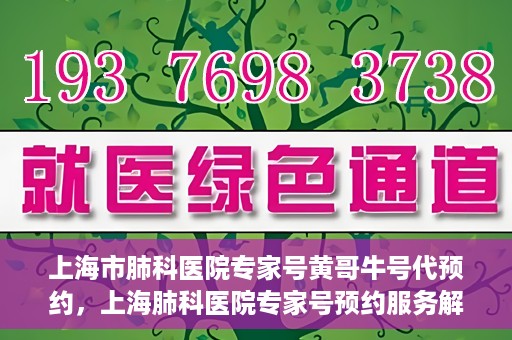 上海市肺科医院专家号黄哥牛号代预约，上海肺科医院专家号预约服务解析，黄哥牛号代预约详解