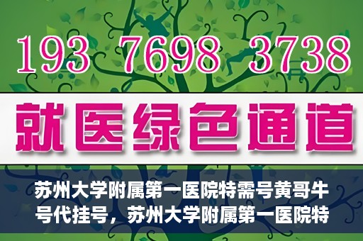 苏州大学附属第一医院特需号黄哥牛号代挂号，苏州大学附属第一医院特需号黄哥牛号代挂号攻略揭秘