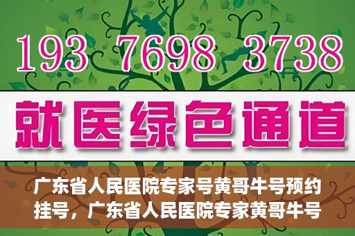 广东省人民医院专家号黄哥牛号预约挂号，广东省人民医院专家黄哥牛号预约挂号攻略