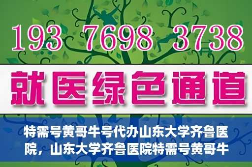 特需号黄哥牛号代办山东大学齐鲁医院，山东大学齐鲁医院特需号黄哥牛号代办服务