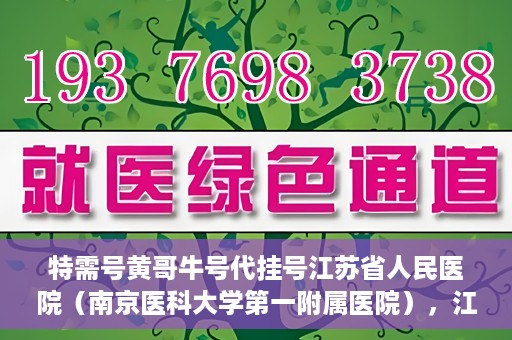 特需号黄哥牛号代挂号江苏省人民医院（南京医科大学第一附属医院），江苏省人民医院特需号黄哥牛号代挂号服务解析