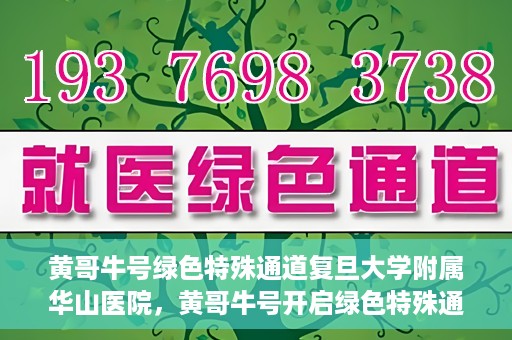 黄哥牛号绿色特殊通道复旦大学附属华山医院，黄哥牛号开启绿色特殊通道，华山医院展现医疗新力量