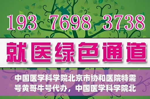 中国医学科学院北京市协和医院特需号黄哥牛号代办，中国医学科学院北京市协和医院特需号‘黄哥牛号’代办服务解析