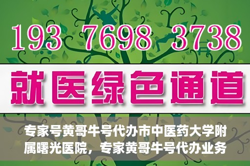 专家号黄哥牛号代办市中医药大学附属曙光医院，专家黄哥牛号代办业务揭秘，市中医药大学附属曙光医院的健康服务新动态