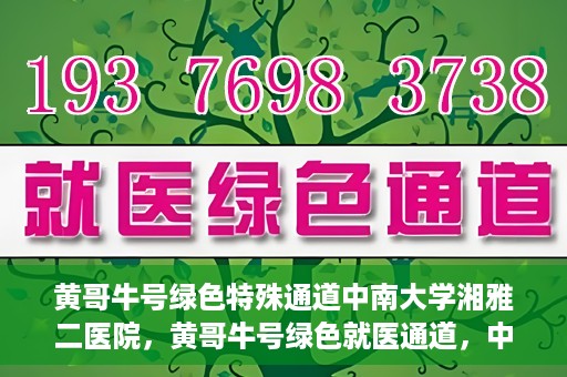 黄哥牛号绿色特殊通道中南大学湘雅二医院，黄哥牛号绿色就医通道，中南大学湘雅二医院特色服务揭秘