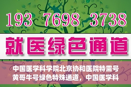 中国医学科学院北京协和医院特需号黄哥牛号绿色特殊通道，中国医学科学院北京协和医院特需号黄哥牛号绿色通道，尊贵体验与医疗优势