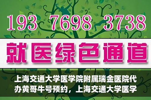 上海交通大学医学院附属瑞金医院代办黄哥牛号预约，上海交通大学医学院附属瑞金医院预约挂号代办服务解析，黄哥牛号预约详解