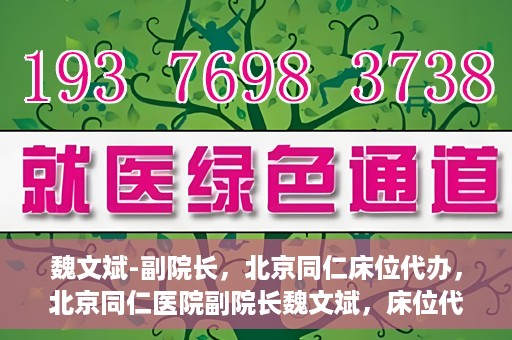 魏文斌-副院长，北京同仁床位代办，北京同仁医院副院长魏文斌，床位代办的探索与实践