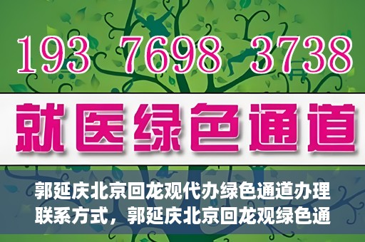 郭延庆北京回龙观代办绿色通道办理联系方式，郭延庆北京回龙观绿色通道办理，联系方式及代办服务详解