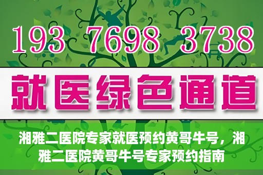 湘雅二医院专家就医预约黄哥牛号，湘雅二医院黄哥牛号专家预约指南