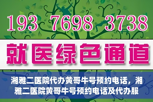 湘雅二医院代办黄哥牛号预约电话，湘雅二医院黄哥牛号预约电话及代办服务详解