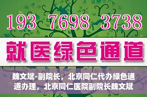 魏文斌-副院长，北京同仁代办绿色通道办理，北京同仁医院副院长魏文斌，绿色通道代办的便捷之路