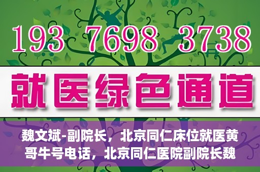 魏文斌-副院长，北京同仁床位就医黄哥牛号电话，北京同仁医院副院长魏文斌，床位就医黄哥牛号电话揭秘