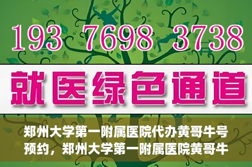郑州大学第一附属医院代办黄哥牛号预约，郑州大学第一附属医院黄哥牛号预约代办服务解析
