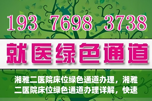 湘雅二医院床位绿色通道办理，湘雅二医院床位绿色通道办理详解，快速入院攻略