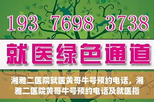 湘雅二医院就医黄哥牛号预约电话，湘雅二医院黄哥牛号预约电话及就医指南