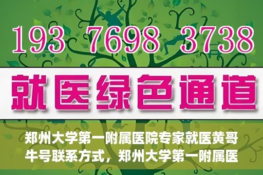 郑州大学第一附属医院专家就医黄哥牛号联系方式，郑州大学第一附属医院黄哥牛号专家就医攻略与联系方式揭秘