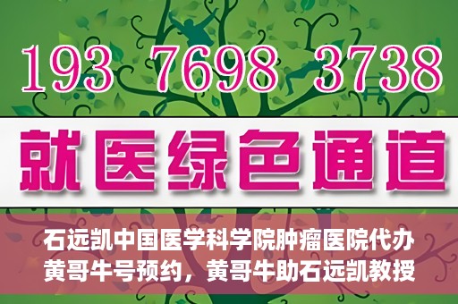 石远凯中国医学科学院肿瘤医院代办黄哥牛号预约，黄哥牛助石远凯教授预约挂号服务启动，中国医学科学院肿瘤医院便捷就医新通道开启