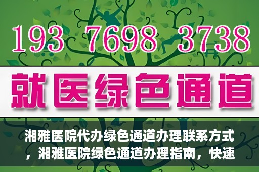 湘雅医院代办绿色通道办理联系方式，湘雅医院绿色通道办理指南，快速代办联系方式揭秘