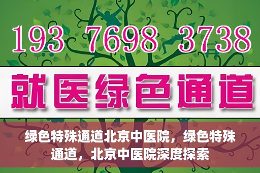 绿色特殊通道北京中医院，绿色特殊通道，北京中医院深度探索