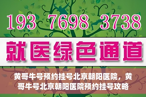 黄哥牛号预约挂号北京朝阳医院，黄哥牛号北京朝阳医院预约挂号攻略