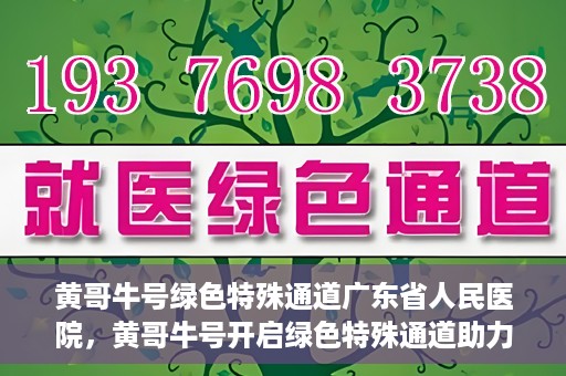黄哥牛号绿色特殊通道广东省人民医院，黄哥牛号开启绿色特殊通道助力广东省人民医院服务升级