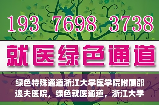 绿色特殊通道浙江大学医学院附属邵逸夫医院，绿色就医通道，浙江大学医学院附属邵逸夫医院的探索与实践
