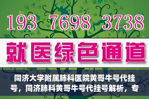 同济大学附属肺科医院黄哥牛号代挂号，同济肺科黄哥牛号代挂号解析，专业医疗服务的深度解读