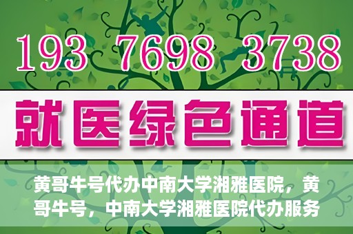 黄哥牛号代办中南大学湘雅医院，黄哥牛号，中南大学湘雅医院代办服务详解