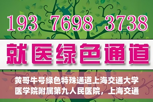 黄哥牛号绿色特殊通道上海交通大学医学院附属第九人民医院，上海交通大学医学院附属第九人民医院开通绿色特殊通道——黄哥牛号服务新篇章
