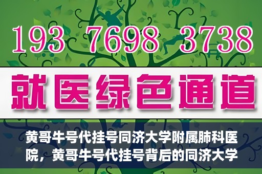 黄哥牛号代挂号同济大学附属肺科医院，黄哥牛号代挂号背后的同济大学附属肺科医院就医故事