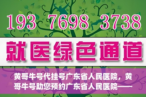 黄哥牛号代挂号广东省人民医院，黄哥牛号助您预约广东省人民医院——便捷代挂号服务