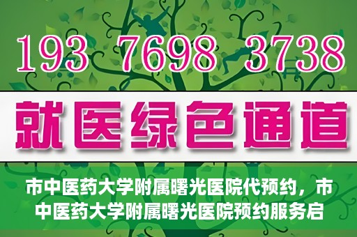 市中医药大学附属曙光医院代预约，市中医药大学附属曙光医院预约服务启动，便捷就医新体验