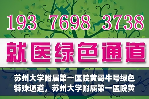 苏州大学附属第一医院黄哥牛号绿色特殊通道，苏州大学附属第一医院黄哥牛号，绿色特殊通道的守护力量