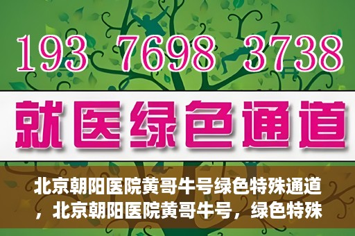 北京朝阳医院黄哥牛号绿色特殊通道，北京朝阳医院黄哥牛号，绿色特殊通道开启健康之门