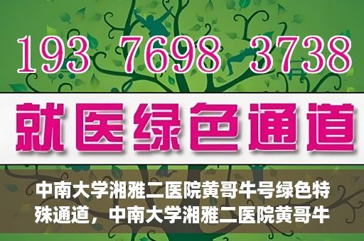 中南大学湘雅二医院黄哥牛号绿色特殊通道，中南大学湘雅二医院黄哥牛号绿色就医特殊通道解析