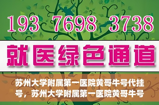 苏州大学附属第一医院黄哥牛号代挂号，苏州大学附属第一医院黄哥牛号代挂号服务解析