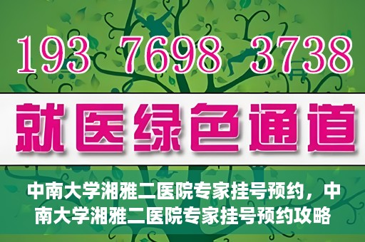 中南大学湘雅二医院专家挂号预约，中南大学湘雅二医院专家挂号预约攻略，一站式解决您的就医需求