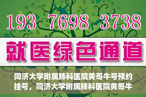同济大学附属肺科医院黄哥牛号预约挂号，同济大学附属肺科医院黄哥牛预约挂号攻略，轻松预约专家号