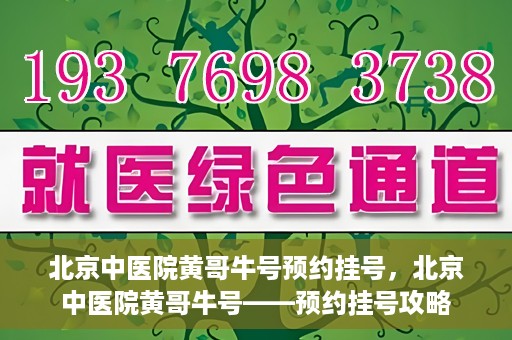 北京中医院黄哥牛号预约挂号，北京中医院黄哥牛号——预约挂号攻略