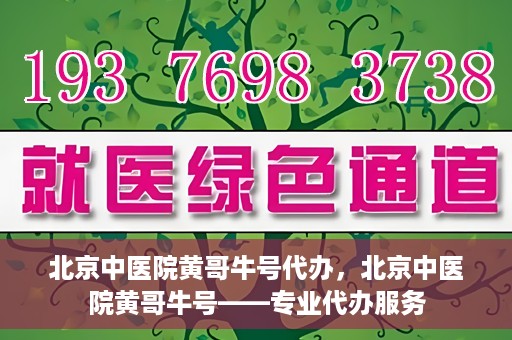 北京中医院黄哥牛号代办，北京中医院黄哥牛号——专业代办服务