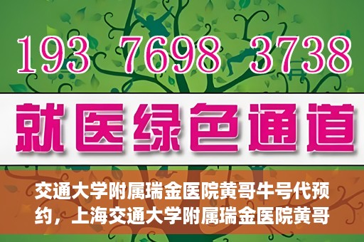 交通大学附属瑞金医院黄哥牛号代预约，上海交通大学附属瑞金医院黄哥牛号预约服务解析